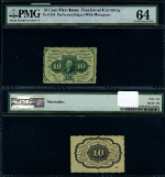 FR. 1240 10 c. 1st Issue Fractional Note Perforated Edges Choice PMG CU64