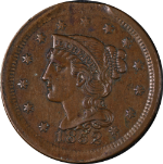 1852 Large Cent ERROR Clipped Planchet Choice AU+ Superb Eye Appeal