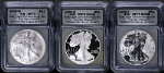 2006-W Silver American Eagle $1 3 Coin Set BU Proof Rev Proof ICG SP70 PR70 RP70