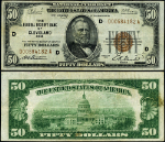 FR. 1880 D $50 1929 Federal Reserve Bank Note Cleveland D-A Block VF+