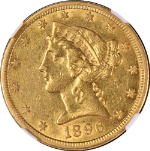 1896-S Liberty Gold $5 NGC AU Details