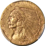 1912 Indian Gold $2.50 PCGS MS61 Nice Eye Appeal Strong Strike