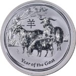 2015 Australia 2 Ounce Silver- Year of the Goat -Lunar Series II- NGC MS70 STOCK