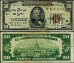 FR. 1880 D $50 1929 Federal Reserve Bank Note Cleveland D-A Block Split Top Marg