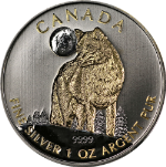 2011 Canada Silver $5 - Wildlife at Night Series The Wolf 24k Gold OGP COA #265