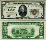 FR. 1870 C $20 1929 Federal Reserve Bank Note Philadelphia C-A Block Erased Penc