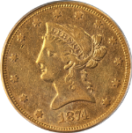 1874-S Liberty Gold $10 PCGS VF35 Nice Eye Appeal Nice Strike