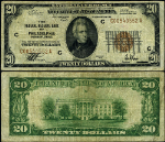 FR. 1870 C $20 1929 Federal Reserve Bank Note Philadelphia C-A Block Fine+