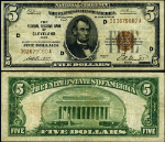 FR. 1850 D $5 1929 Federal Reserve Bank Note Cleveland D-A Block VF