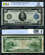 FR. 971 B $20 1914 Federal Reserve Note New York Type B Variety PCGS VF30