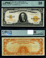 FR. 1173 $10 1922 Gold Certificate PMG VF30 Large S/N