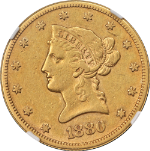1880-CC Liberty Gold $10 NGC XF Details Key Date Great Eye Appeal Nice Strike
