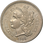 1865 Three (3) Cent Nickel - Choice