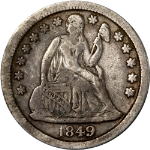 1849-P Seated Liberty Dime