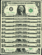 FR. 1902 B $1 1963-B Federal Reserve Note New York B-H Pack Gem CU - 10pc CONSEC