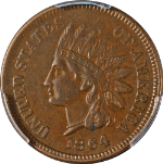 1864 Indian Cent L On Ribbon PCGS AU55 Key Date Great Eye Appeal Strong Strike