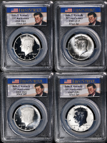 2014 J.F. Kennedy 4 Coin Silver Set PCGS PF70, Rev PF70, MS70 PL, MS70 1st Strke