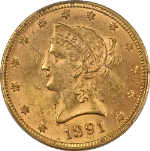 1891-P Liberty Gold $10 PCGS MS63 Great Eye Appeal Strong Strike