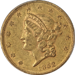 1852-P Ty 1 Liberty Gold $20 PCGS AU55 Nice Eye Appeal Strong Strike