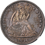 1846-P Seated Half Dollar Tall Date Pioneer Boone Family Coll. NGC AU55