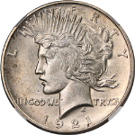 1921 Peace Dollar High Relief NGC MS62 Nice Eye Appeal Strong Strike