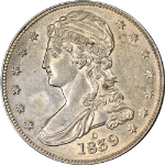 1839-O Reeded Edge Bust Half Dollar Choice AU/BU Details Key Date Strong Strike