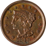 1848 Large Cent Choice BU Details Great Eye Appeal Strong Strike