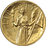 2015-W American Liberty Series $100 Gold High Relief PCGS MS70 Gold Foil 1st