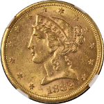 1882-S Liberty Gold $5 NGC MS63 Great Eye Appeal Nice Luster Nice Strike