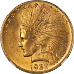 1932 Indian Gold $10 NGC MS64 Great Eye Appeal Strong Strike
