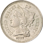 1867 Three (3) Cent Nickel - Choice+