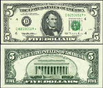 FR. 1985 D* $5 1995 Federal Reserve Note Cleveland D-* Block Gem CU Star