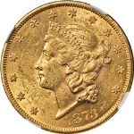 1873-P Ty 2 Liberty Gold $20 Open 3 NGC MS60 Nice Eye Appeal Strong Strike