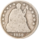 1858-P Seated Liberty Half Dime - Doubled Date