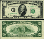 FR. 2014 D* $10 1950-D Federal Reserve Note Cleveland D-* Block AU Star