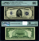FR. 1654 Wi $5 1934-D Silver Certificate T-A Block Wide Gem PMG CU66 EPQ