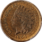 1864 Indian Cent Bronze PCGS MS64RB Nice Eye Appeal Strong Strike