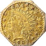 1868 Territorial Gold Quarter Dollar BG-799T PCGS MS63 Superb Eye Appeal
