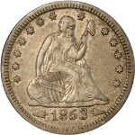 1853-P Seated Liberty Quarter - Arrows + Rays