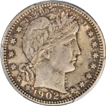 1902-P Barber Quarter PCGS MS65 Great Eye Appeal Strong Strike