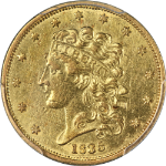 1835 Classic Head Gold $5 PCGS AU Details Nice Luster Nice Strike