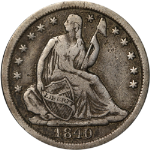 1840-P Seated Liberty Half Dime - No Drapery