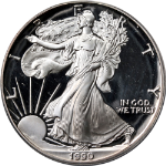 1990-S Silver American Eagle $1 ICG PR70 Deep Cameo