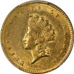 1855-O Type 2 Indian Princess Gold $1 PCGS AU Details Key Date Great Eye Appeal