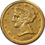 1859-D Liberty Gold $5 PCGS AU Details Key Date Nice Eye Appeal Nice Strike