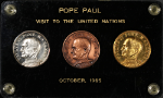 1965 Pope Paul Visit to the United Nations 3 Medal Set