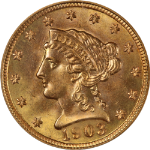 1903 Liberty Gold $2.50 PCGS MS66 Superb Eye Appeal Strong Strike