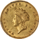 1855-P Type 2 Indian Princess Gold $1 PCGS AU55 Nice Eye Appeal Nice Strike
