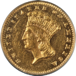 1874 Type 3 Indian Princess Gold $1 PCGS MS62 Nice Eye Appeal Strong Strike