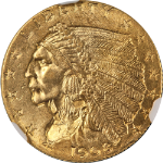 1908 Indian Gold $2.50 NGC MS63 Superb Eye Appeal Nice Strike